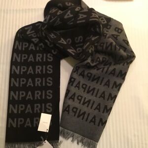 Balmain Black and Gray Logo Scarf unisex 100% authentic with tags